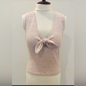 American Eagle Light Pink Front Tie Cropped Top